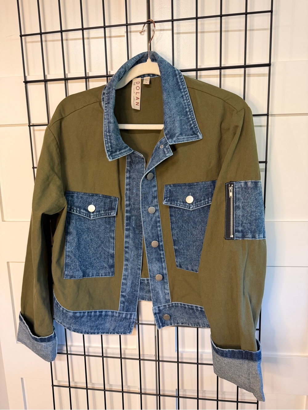 dolan Olive Green & Denim Collar Jacket